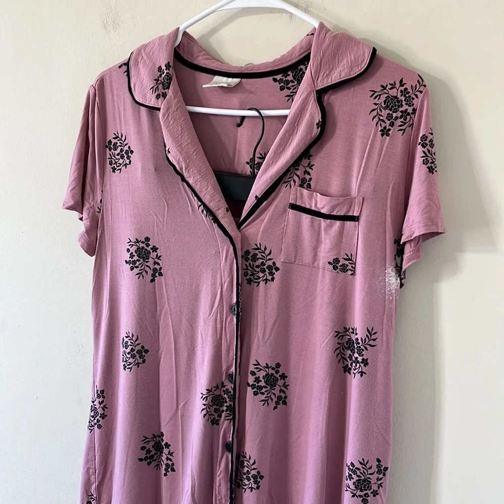Soma Cool Nights Pajama Set in Peaceful Floral Pink FLAWED Sz Small - Picture 4 of 13